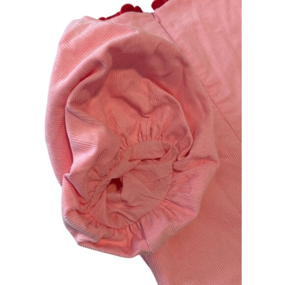 TCEC Red and Pink Valentine Front Buttons Heart Corduroy Dress Size Medium NWOT - Picture 9 of 11